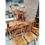 Pine drop leaf kitchen island on castors plus x4 Pine kitchen chairs