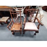 A Childs Chippendale style chair plus an American Childs rocking chair