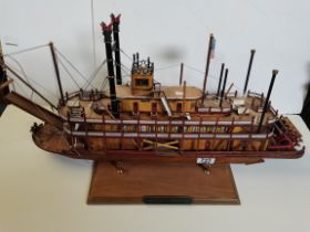 Paddle Steamer "King of the Mississippi" wooden construction model