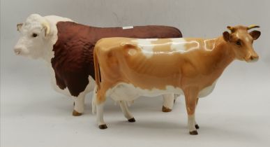 Two Beswick cow models