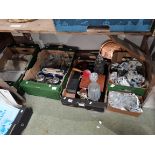 5 Boxes Containing Linen, Galssware, Bed Pan and Cutlery