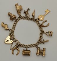 A 9 carat gold charm bracelet