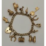 A 9 carat gold charm bracelet