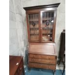 Antique Stained Glass top Bureau bookcase