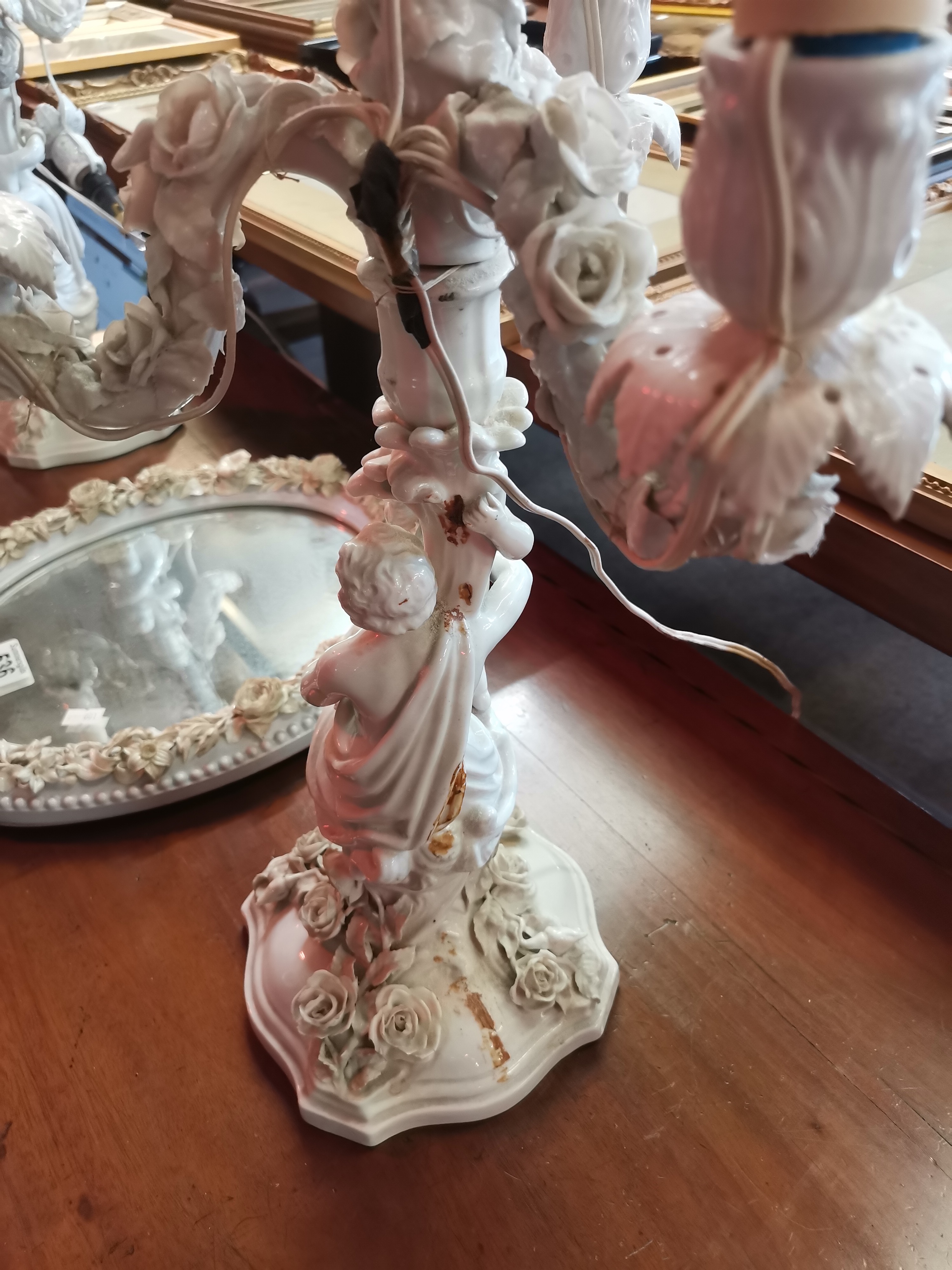 A Pair of Meissen candelabra lights with women hol - Image 12 of 13