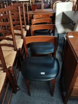 A set of 4 G Plan style teak dining chairs with a
