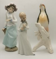 Two Nao porcelain female figures, etc.
