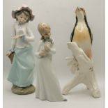 Two Nao porcelain female figures, etc.