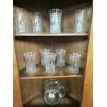 Set of 10 Edwardian Water Tumblers and Jug