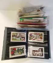 Box and album of vintage Postcards and Birthday cards, mainly 1920s