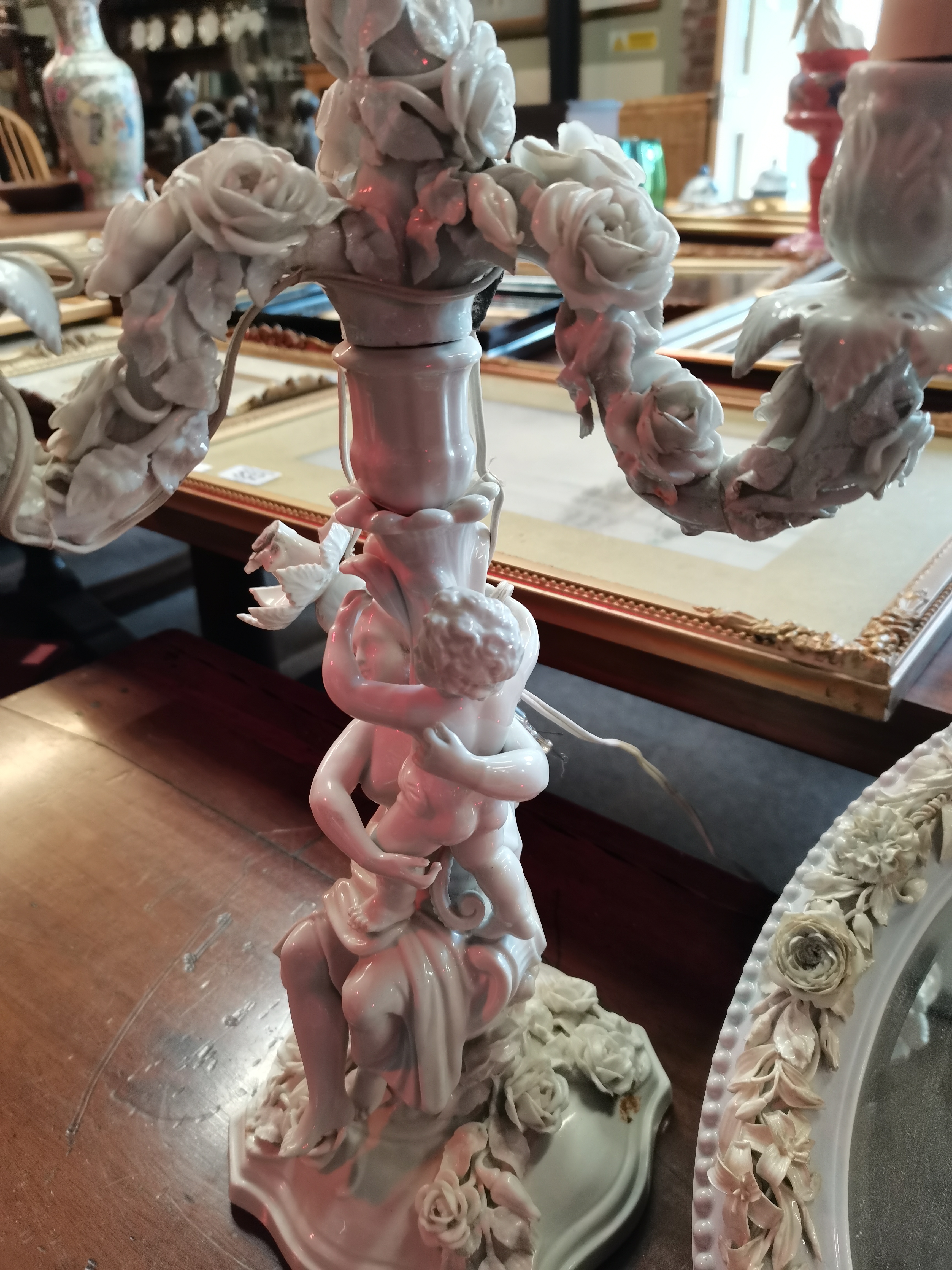 A Pair of Meissen candelabra lights with women hol - Image 4 of 13