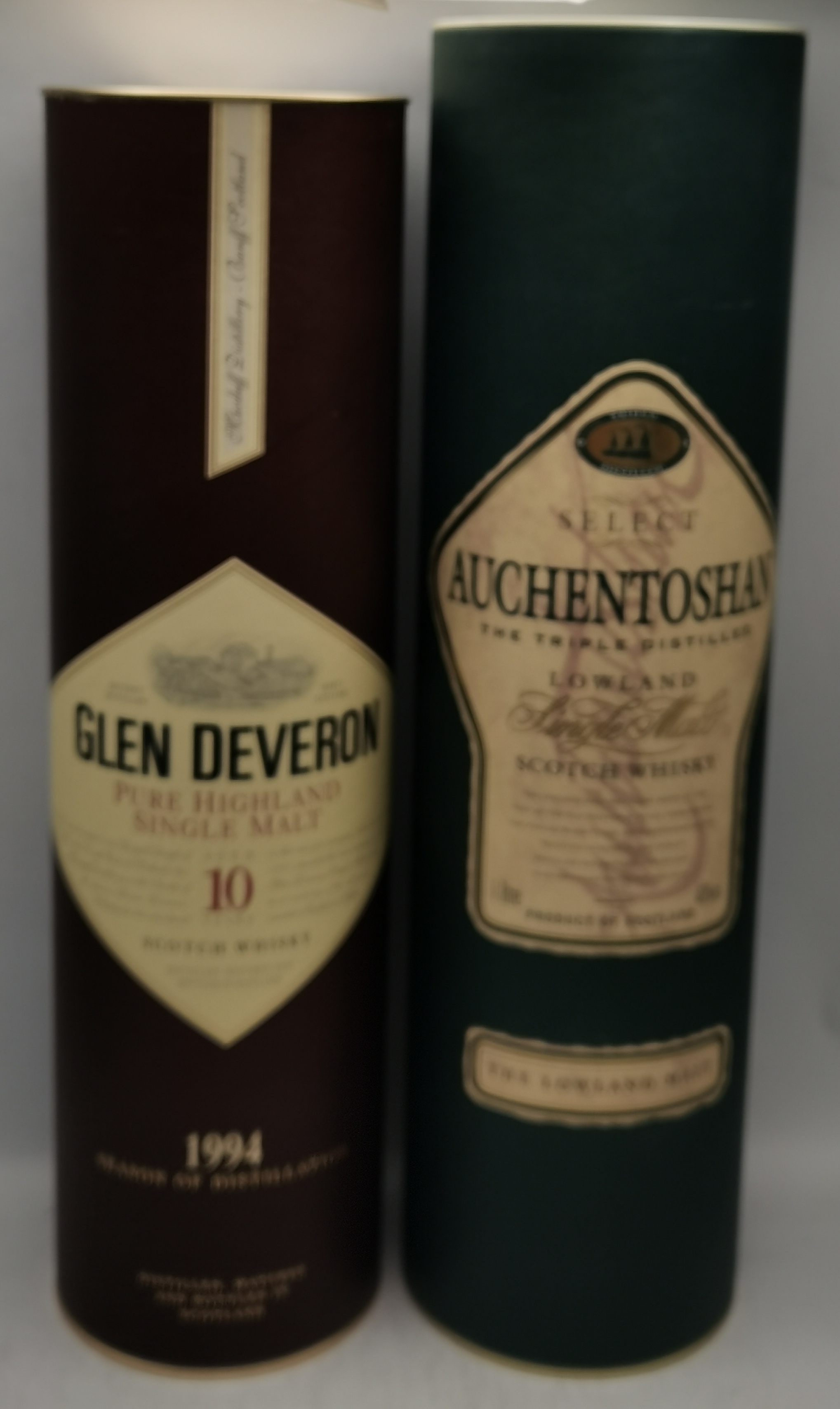 Glen Devon pure highland single malt whisky, and another