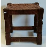 Robert Thompson, an early Mouseman oak and leather stool