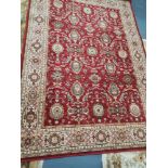 Keshan supreme 100% NZ wool rug in red and cream