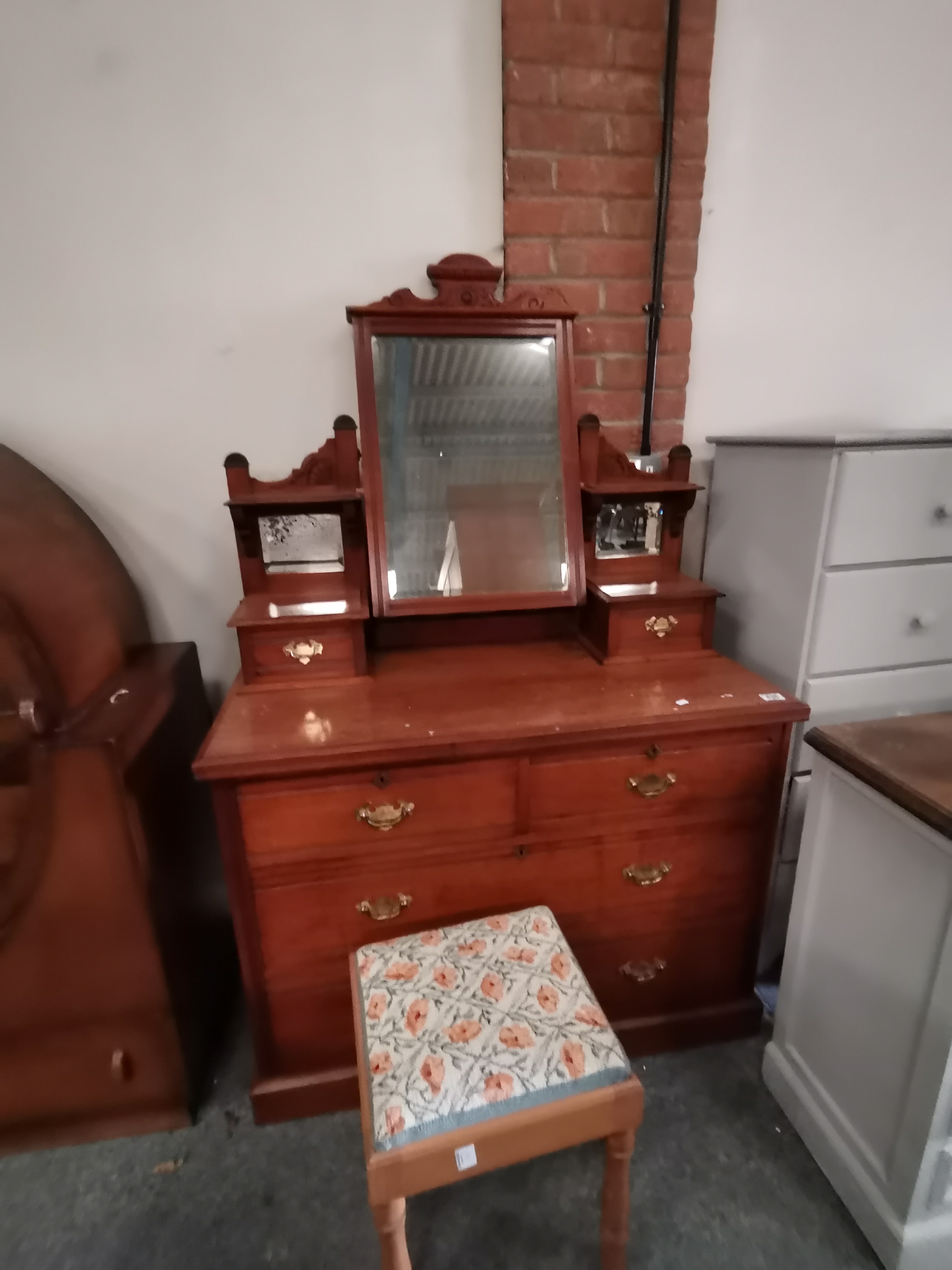 A Victorian mahogany dressing table and stool