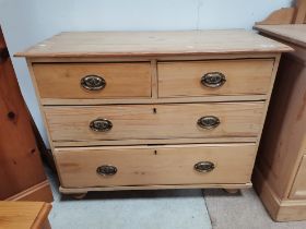 Antique Pine 3ht chest of drawers with brass handles