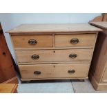 Antique Pine 3ht chest of drawers with brass handles