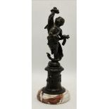 A French spelter figure of a winged cherub