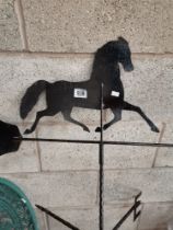 Wrought Iron weather vane with horse figure on top 150cm ht