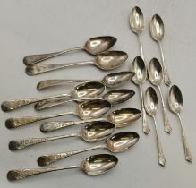 A group of assorted Old English pattern silver tea spoons, George III and later