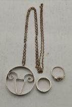 A small group of silver and white metal jewellery