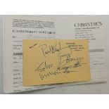 Beatles Interest: A postcard with Beatles signatures, secretarial