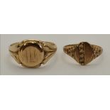 Two 9 carat gold signet rings