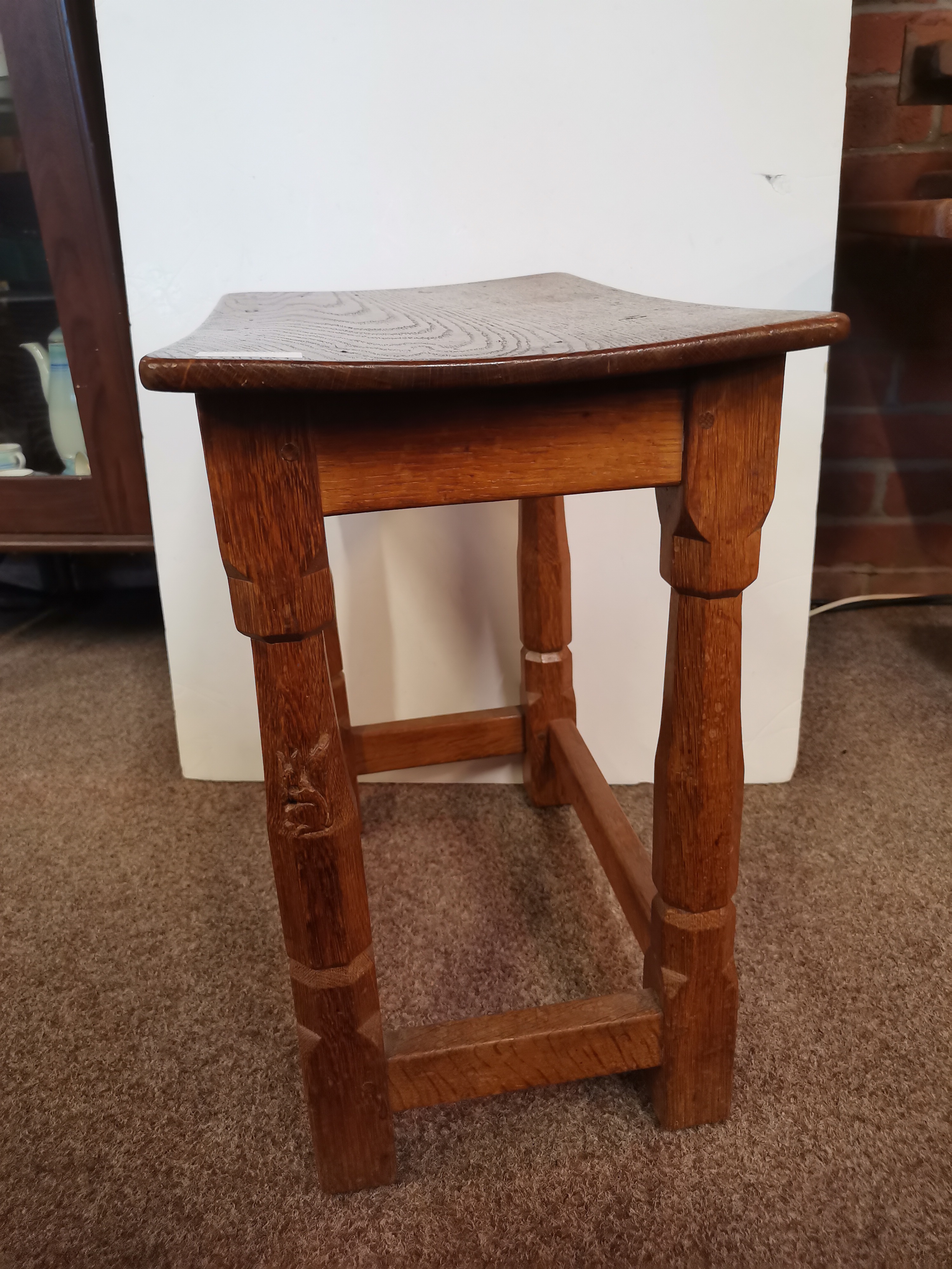 Wilfred Hutchinson, a Squirrelman oak stool - Image 2 of 3