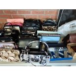 x 22 ladies handbags plus pair of "Barker" brown leather shoes with matching handbag