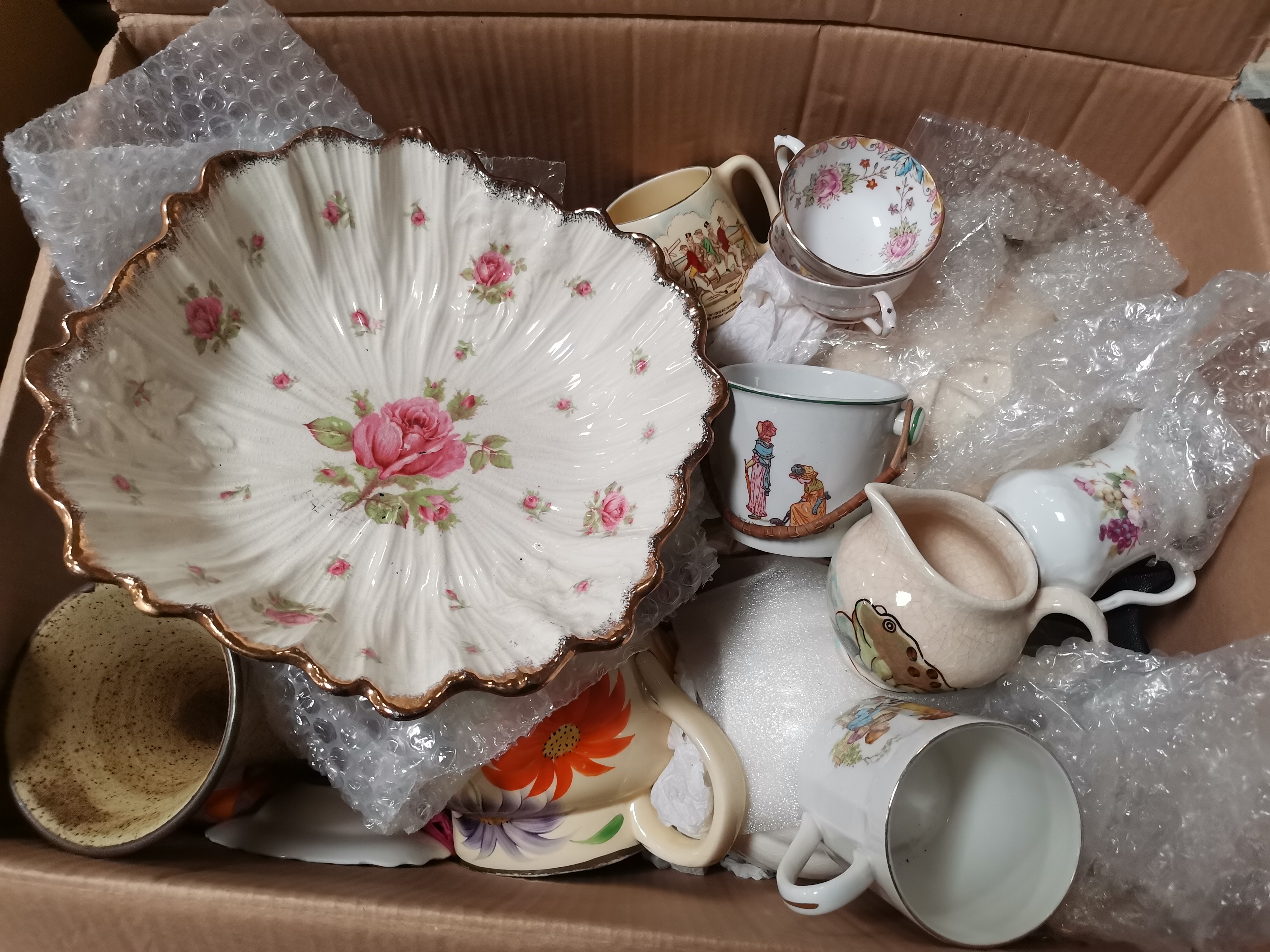 Box of antique prints, watercolours and ceramics - Image 2 of 5