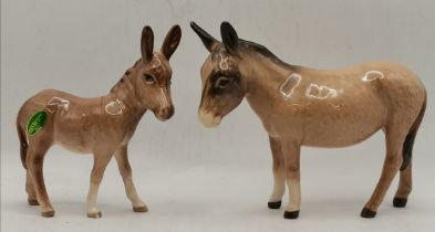 2 x Beswick Donkeys