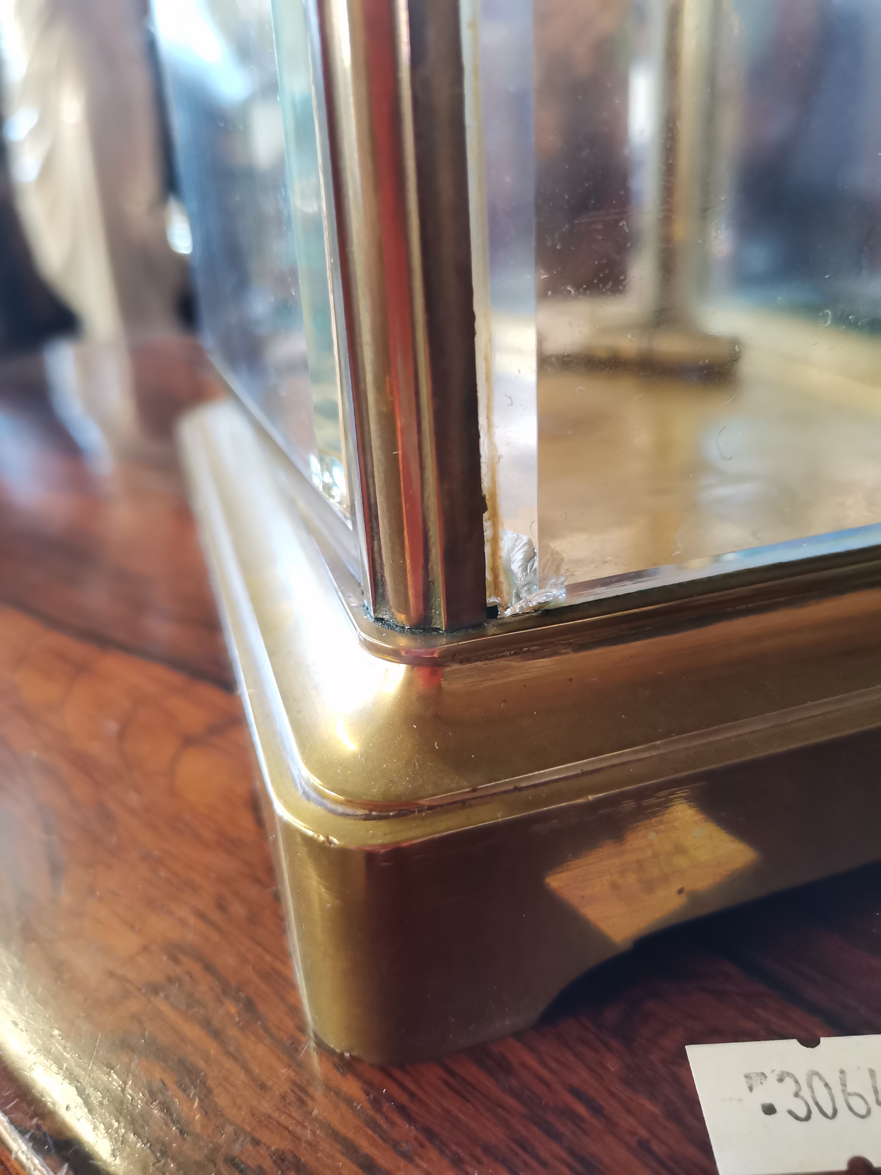 A brass-cased four glass crystal regulator mantel clock - Image 9 of 10