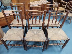 x6 Rush seated dining chairs