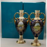 A pair of COALPORT 20cm vases in presentation boxes