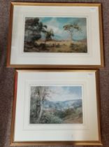 Grace H. Hastie and Samuel Towers, two landscape watercolour paintings