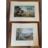 Grace H. Hastie and Samuel Towers, two landscape watercolour paintings