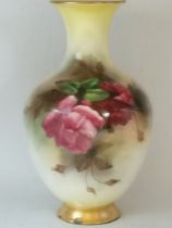 Royal Worcester vase hand painted with roses