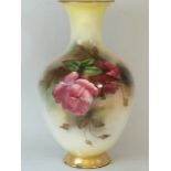 Royal Worcester vase hand painted with roses