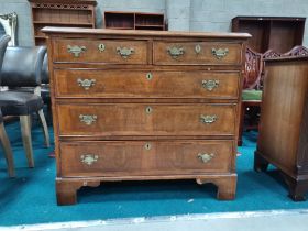 C18th Antique inlaid Walnut 4ht chest of Drawers