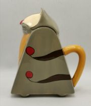 A cubist novelty cat teapot, 20th Century