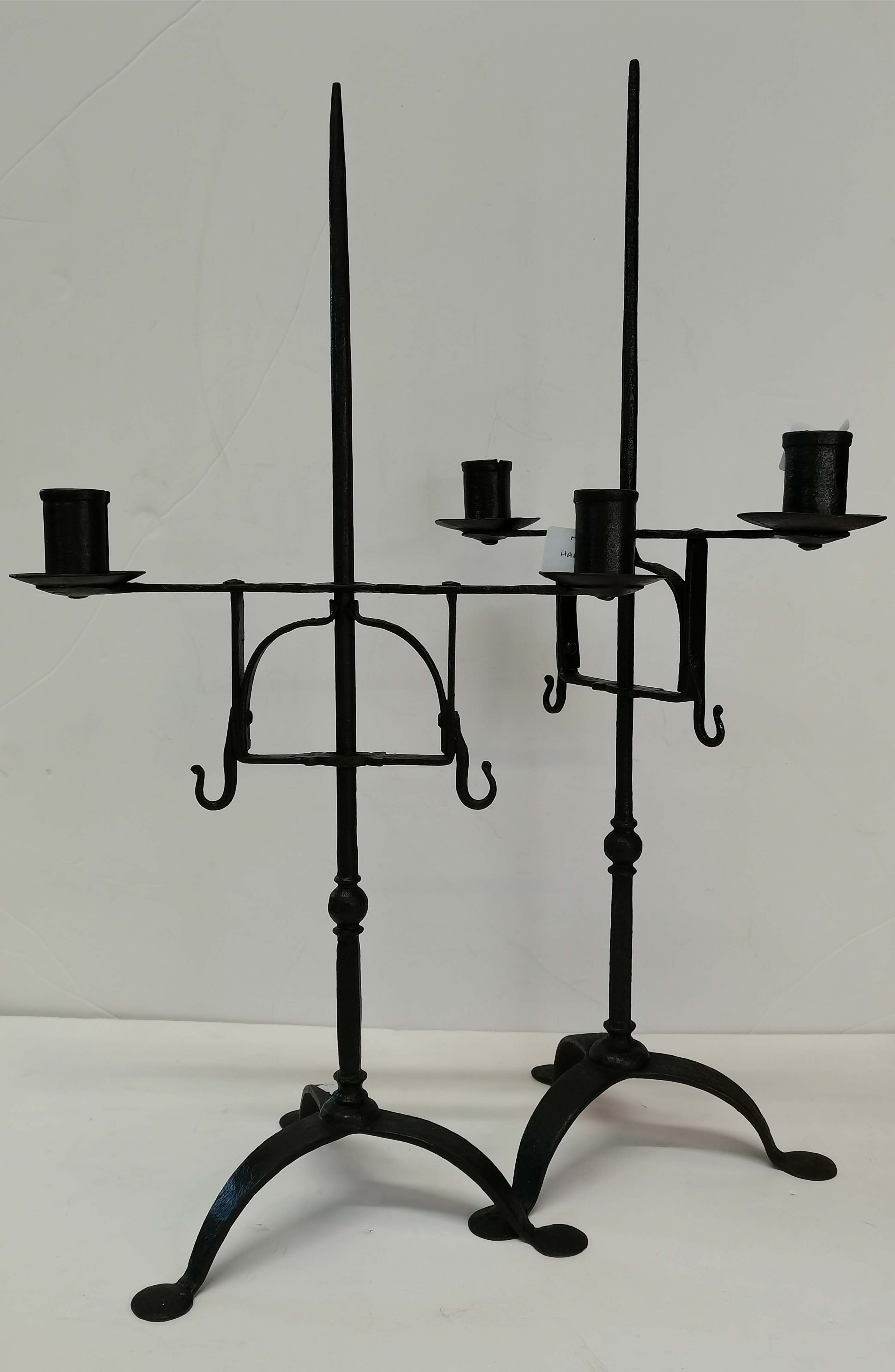 A Pair of Vintage Iron candlesticks plus iron lamp - Image 3 of 3