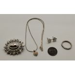 A collection of white metal jewellery