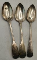 Three silver tablespoons, early 19th Century