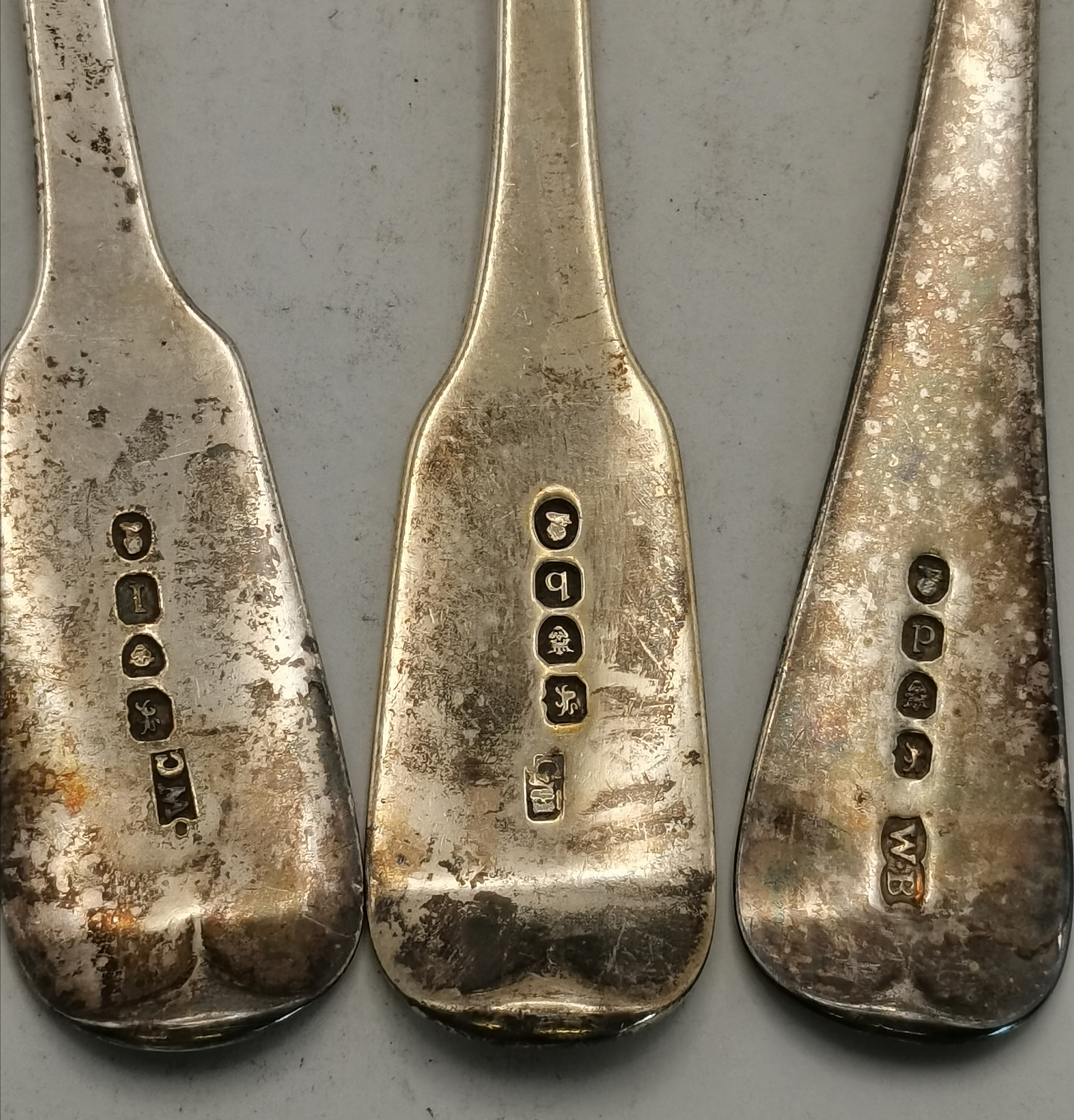 Three silver tablespoons, early 19th Century - Image 2 of 2