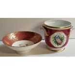 A MINTON floral red and gold bowl and VISTA ALEGRE planter