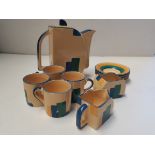 Burslem pottery coffee set - Coffee pot, jug, sugar bowl and x4 cups and saucers