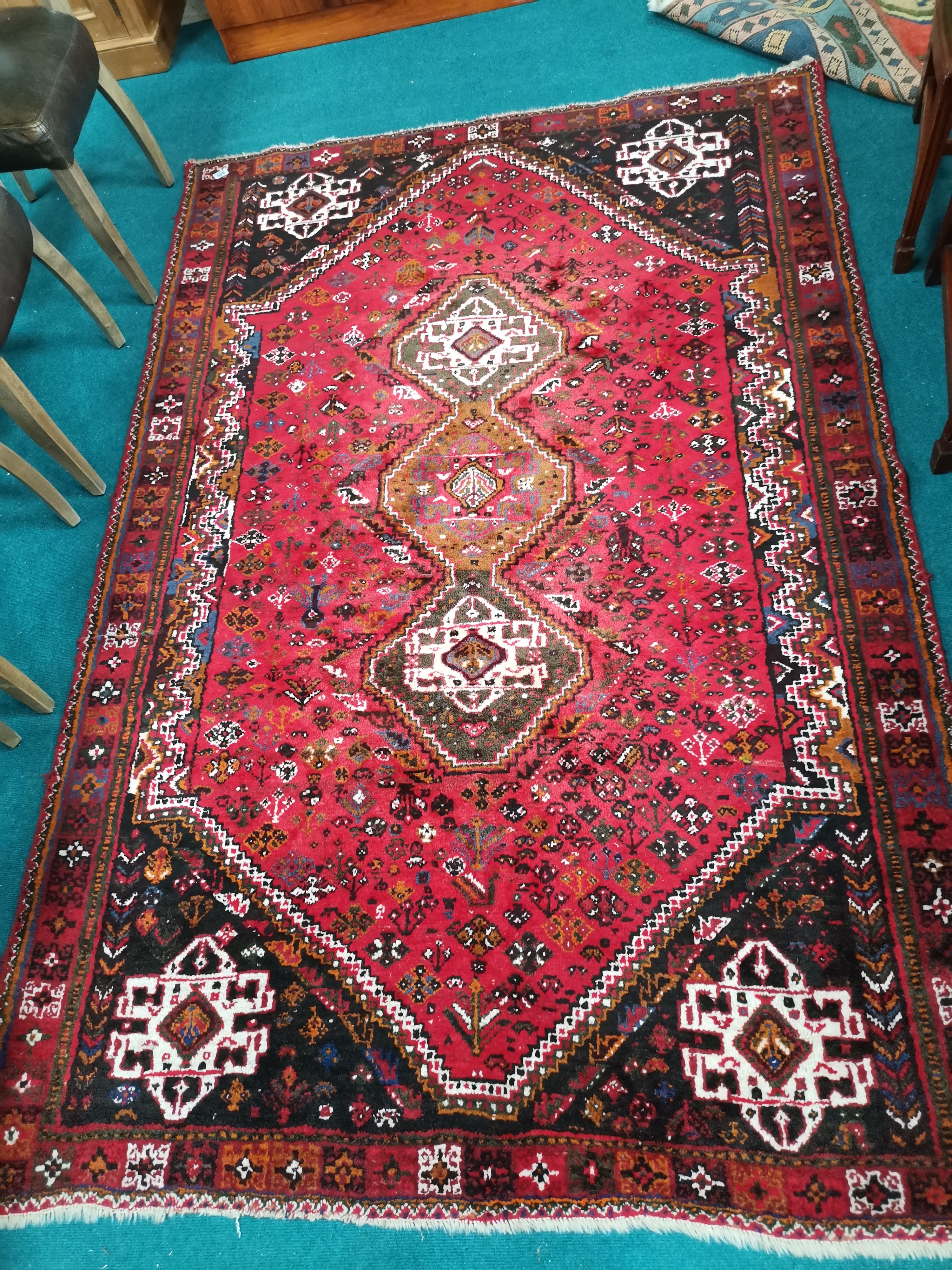 Large Wool rug in red and black