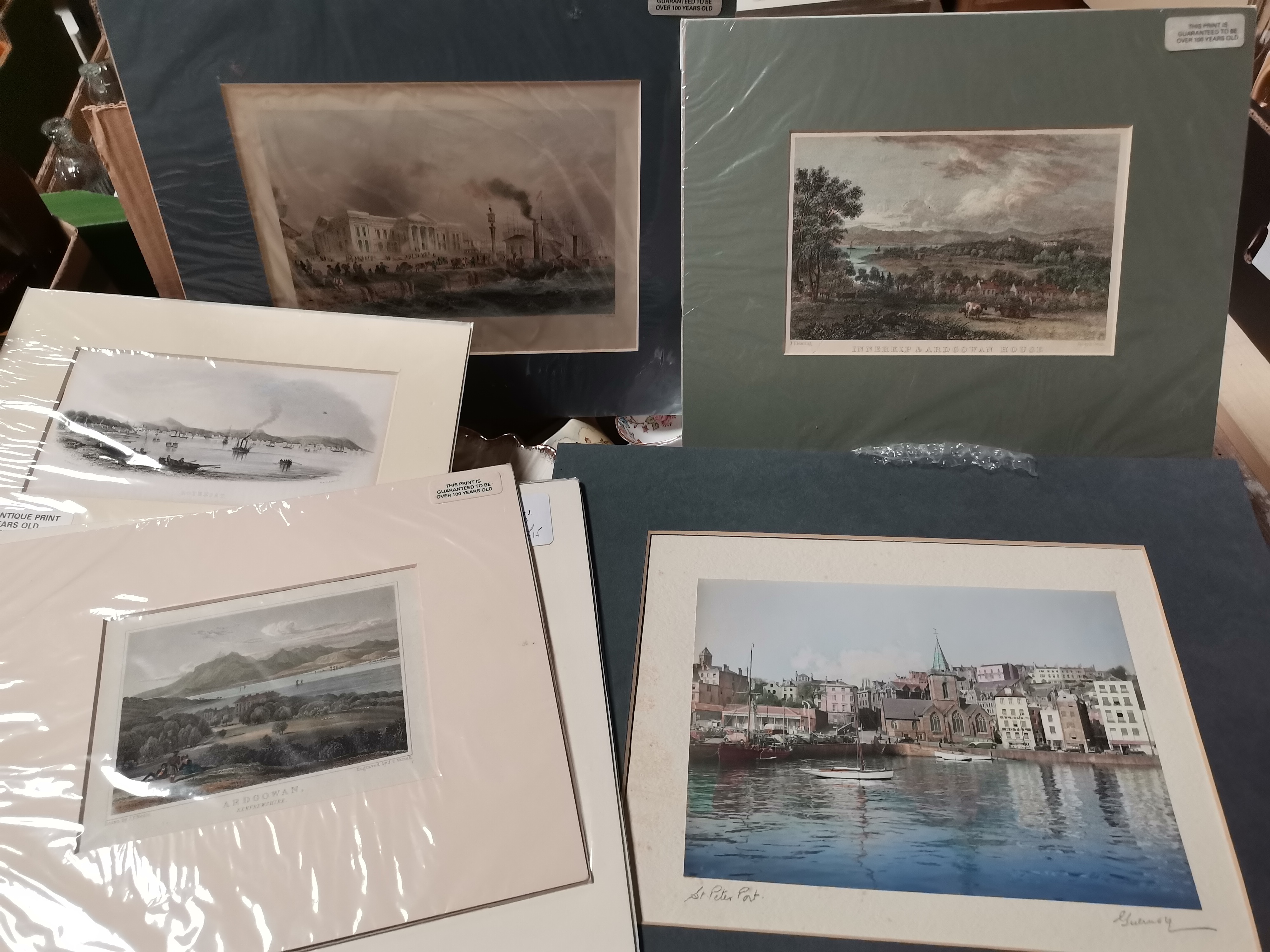 Box of antique prints, watercolours and ceramics - Image 3 of 5