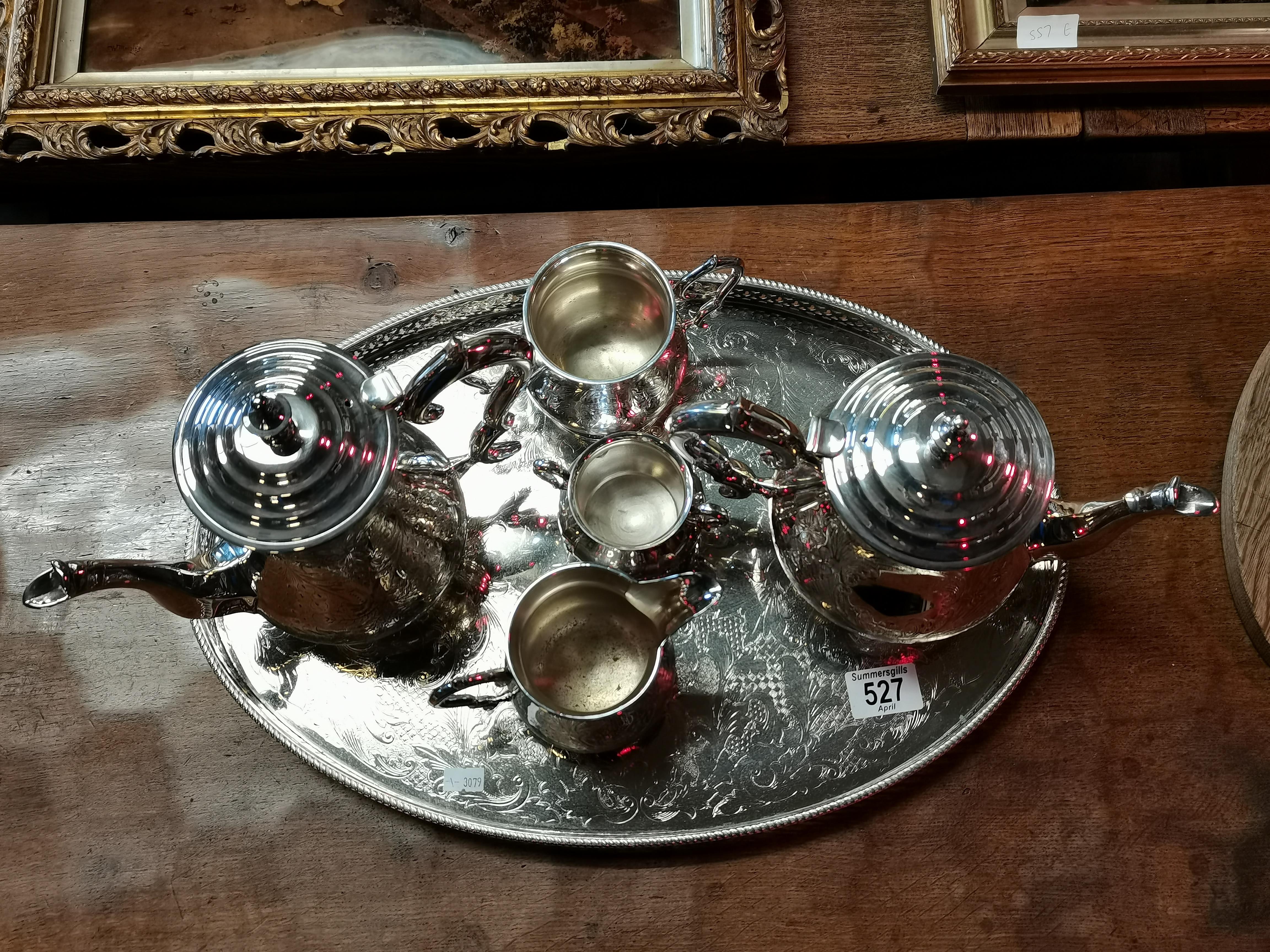 A four-piece silver-plated tea and coffee service on tray - Image 3 of 3