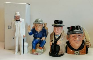 3 x Winston Churchill items plus a YACHTSMAN Doulton character mug